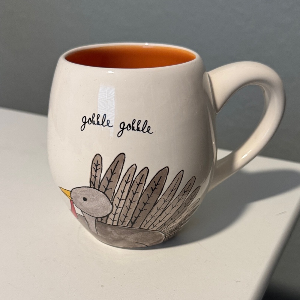 Rae Dunn Gobble Gobble Mug - Cream and Orange
